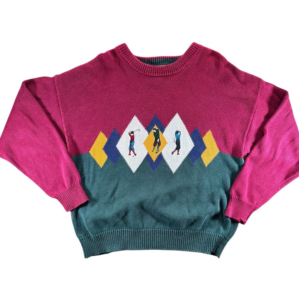 Vintage Ivy Club Classics Golf Sweater Mens L Argyle Grandpacore‎ 90s Pullover